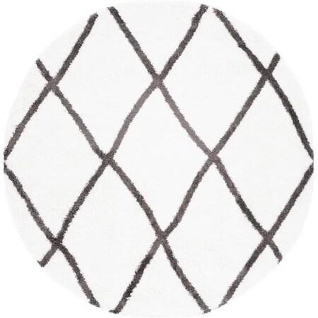 Safavieh 7 x 7 ft. Berber Shag Contemporary Round Power Loomed Rug; Ivory & Grey BER522F-7R